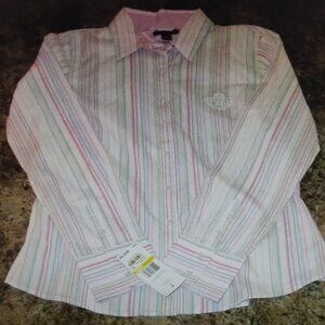 Women's Tommy Hilfiger Striped Blouse Size Medium NWT-Retail $69.50.